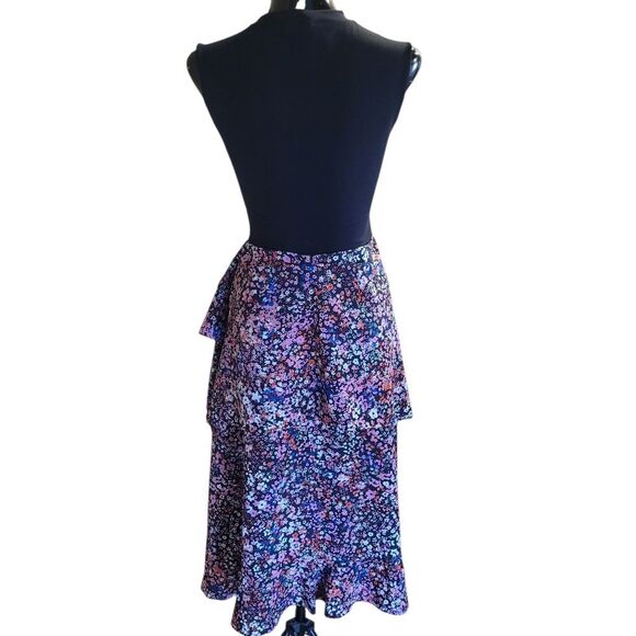 Maje Blue and Purple Asymmetrical Wrap Midi Dress - Picture 5 of 7